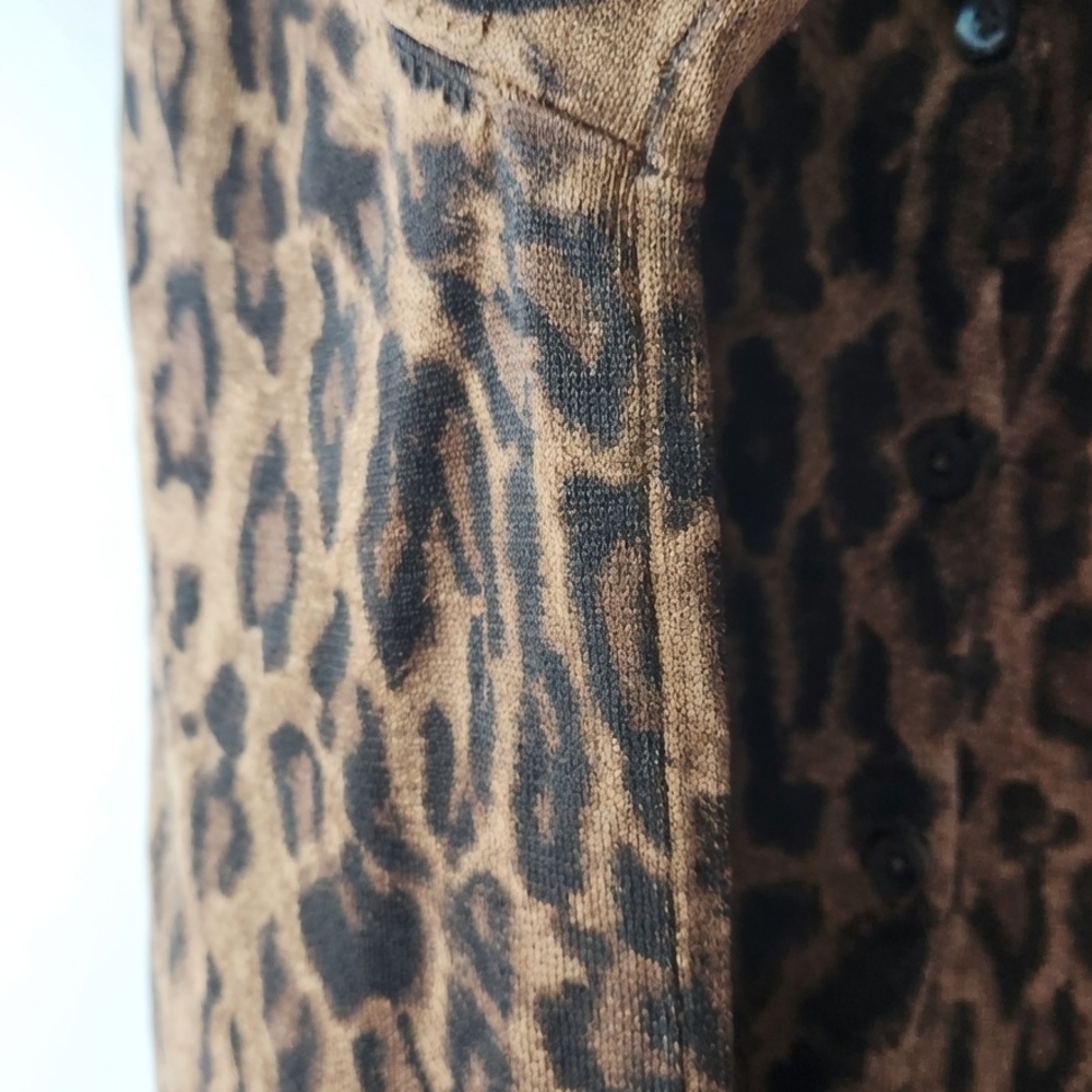 Lauren Ralph Lauren Brown Leopard Print Cardigan Sweater - Picture 6 of 10